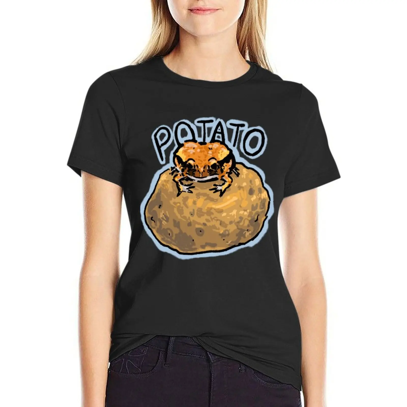 

Potato the tomato frog T-Shirt female aesthetic clothes t-shirts for Women loose fit