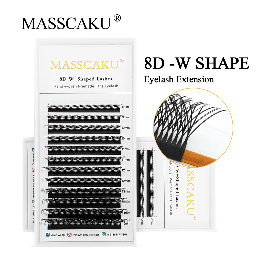 MASSCAKU-extensiones de Pestañas en forma de W, Paquete Grande, Mega volumen, súper suave, completo, denso, Premium, Pestañas prefabricadas