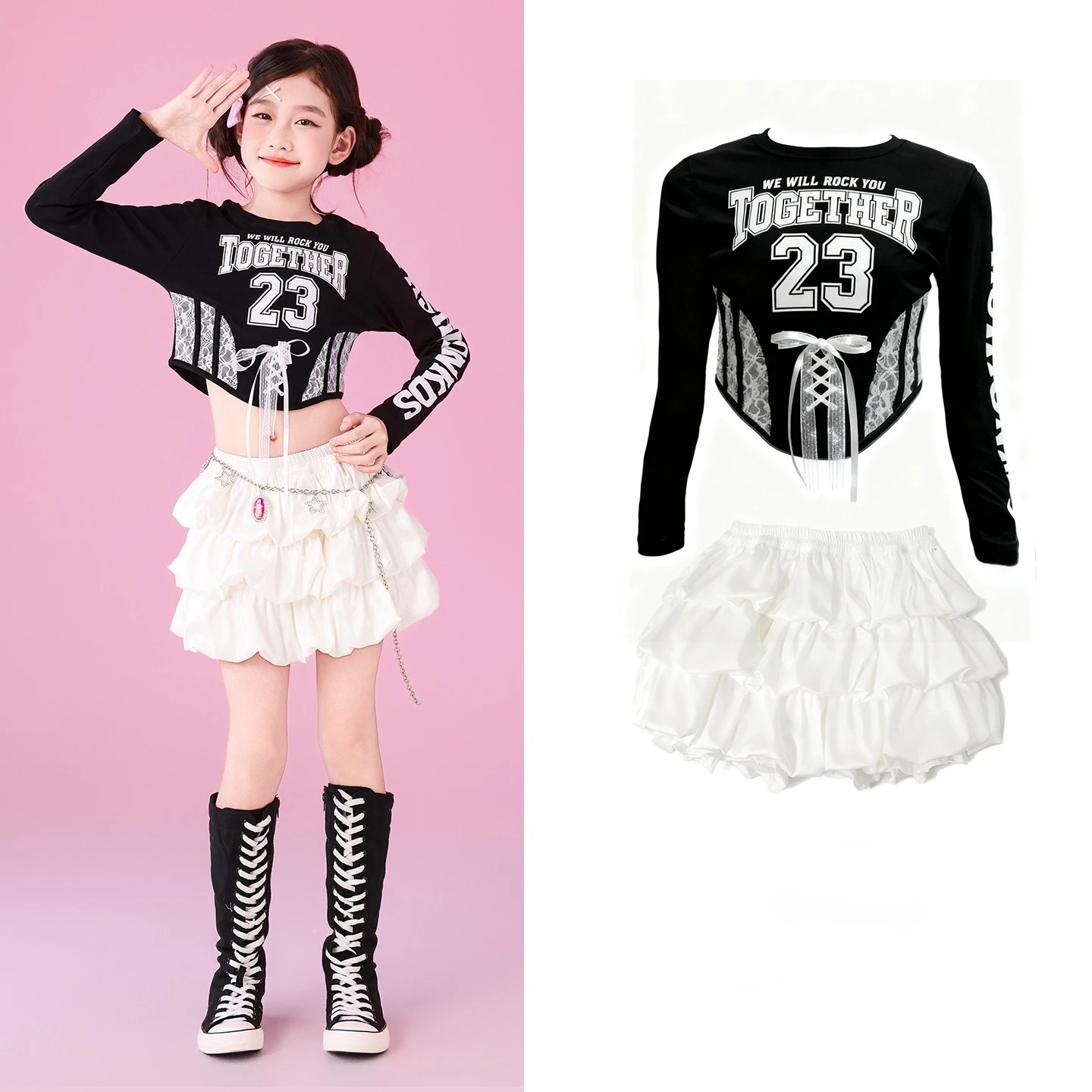 Children'S Jazz Dance Performance Clothes Group Performance K-pop Outfits Kids Hip Hop Clothing Stage Street Wear