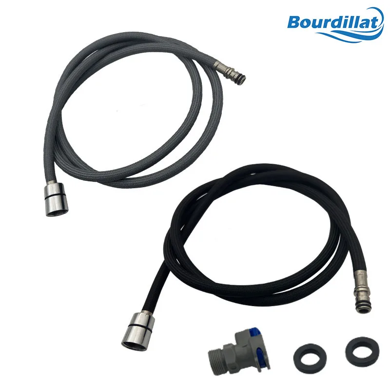 Bourdillat F1/2 M15*1 Wymienny wąż do kranu Szybkozłączka Wyciągany wąż Nylonowy wąż Szary / Czarny 150cm Akcesoria kuchenne