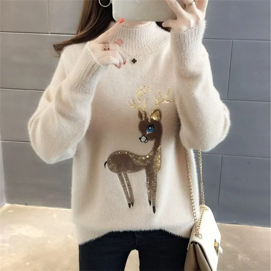 Knitted Turtleneck Women Autumn Winter 2024 New Korean Sweater Female Long Sleeve Jumper Yellow pink Pullover Sweaters Tops