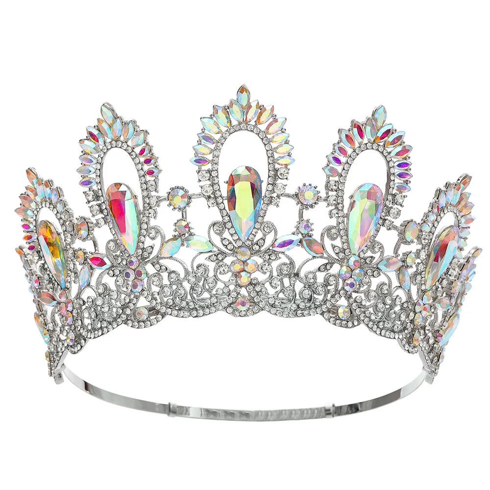 Luxury Miss Universe Wedding Hair Crown for Women Big Rhinestone Banquet Tiara Party Peacock Feather Hair Jewelry Accessories