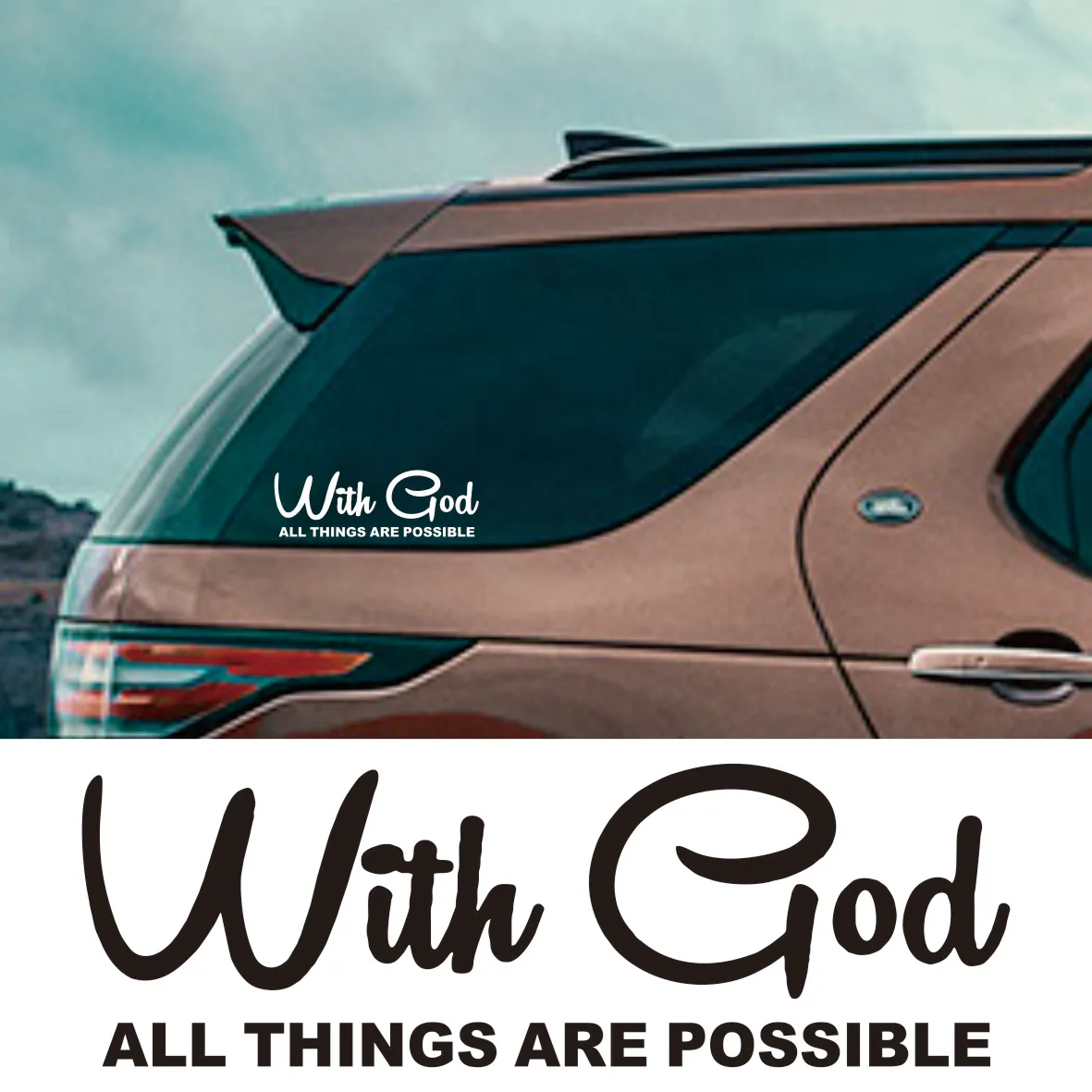 With God All Things Are Possible Car Sticker Funny Cearview Mirror Styling Stickers Car Body Creative Decals Decor Car Accessory