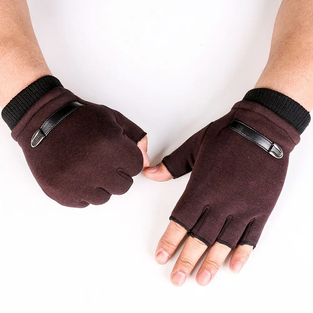 Solid Color Suede Leather Non-slip Anti-sweat Autumn Winter Gloves Outdoor Sports Gloves Road Bike Gloves Men Cycling Gloves