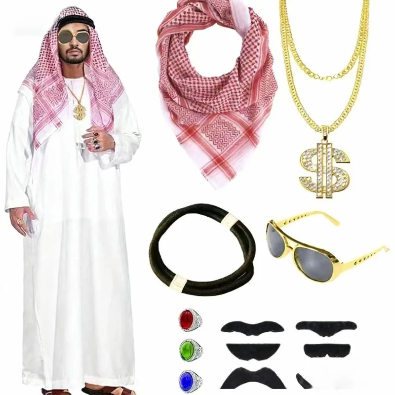 

Arabic Cosplay Ghutra Keffiyeh Headscarf with Agal Headband for Men