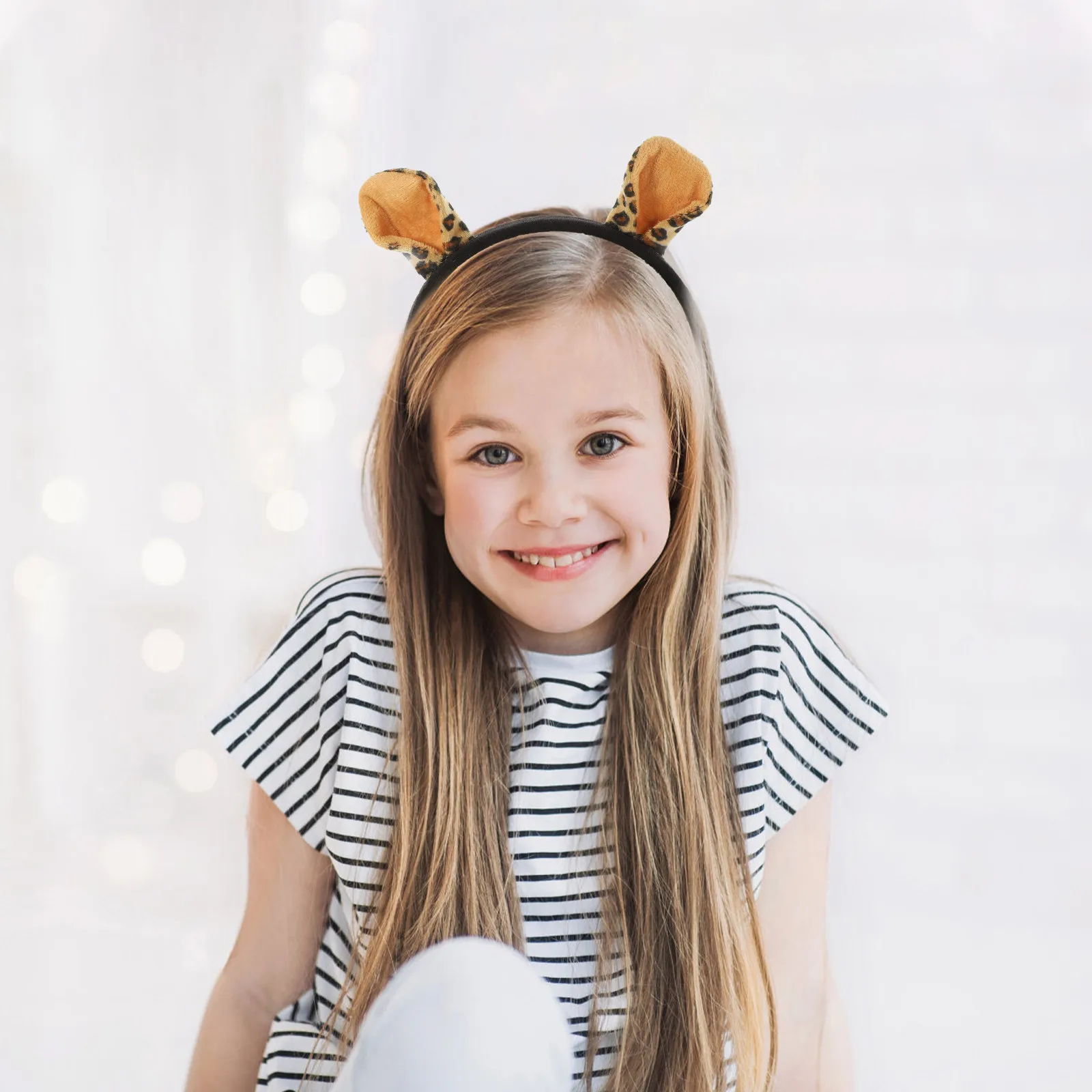 1 set Leopard Ear Headband Tail Set Animal Costume For Cosplay Party Dress Up Adults Soft Cloth Material Durable Stitching