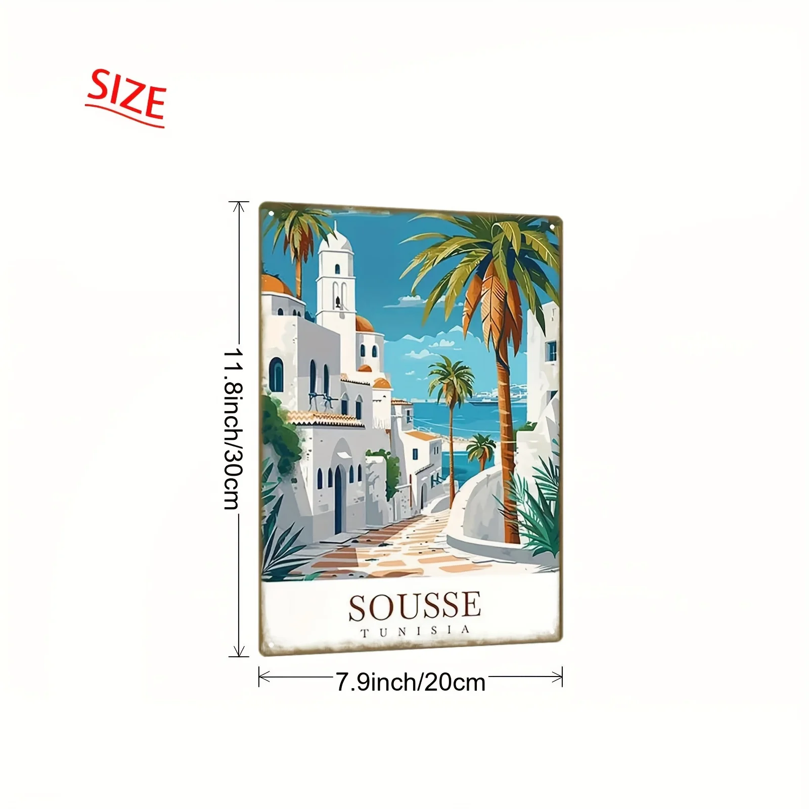 2D Flat - A Flat 2D Metal Sign Showcasing The Stunning Views of Sousse, a Coastal Town in Tunisia, with Dimensions of 20X30 Cm O