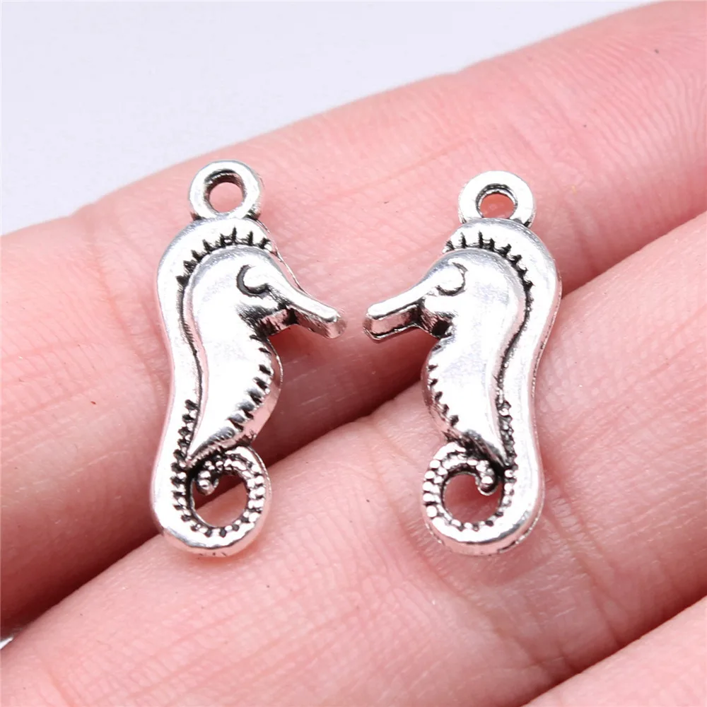 10pcs/lot 23x10mm Hippocampus Charms For Jewelry Making Antique Silver Color 0.91x0.39inch