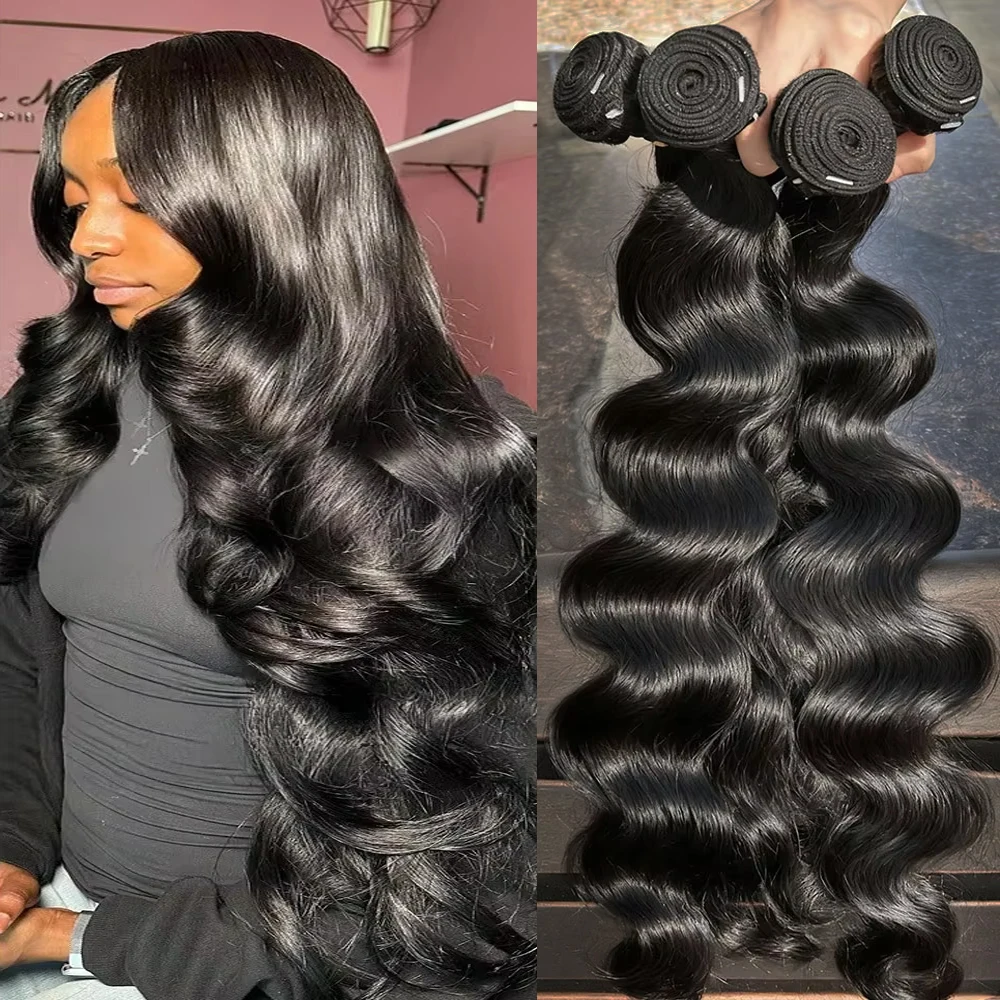 28 30 inch Body Wave Human Hair Bundles Peruvian Raw Virgin Hair Weave 3 4 Bundles For Women Sew In Quick Remy Hair Extensions