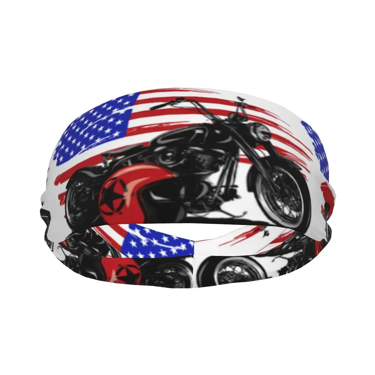 Headband  American Chopper Motorcycle With American Flag Headwrap Hairband for Tennis Gym Fitness Headwear Hair Accessories