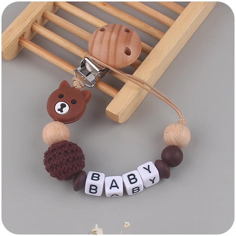 ABCPICK New Baby Handmade Pacifier Clips Cartoon Dummy Nipples Holder Chain Silicone Baby Teether Teething Toy Gift