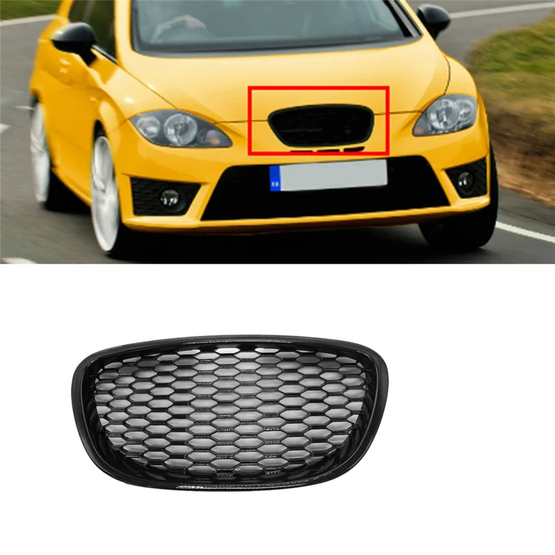 

AR-Car Front Middle Net Badgeless Grill Honeycomb Grill For Seat Leon MK2 1P 2006-2009 Bumper Grille Cover