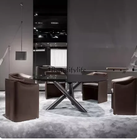 

Whole house furniture Restaurant Home Small Apartment Dining Table round Table Dining Table Marble Solid Wood Glass Desktop