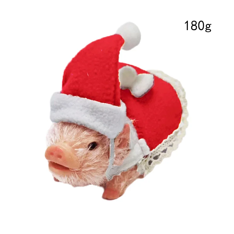 シミュレーションリボーンドール子豚ソフトシリコーン赤ちゃん豚人形おもちゃボディ毛深い豚の装飾クリスマスギフト子供教育ペットおもちゃ