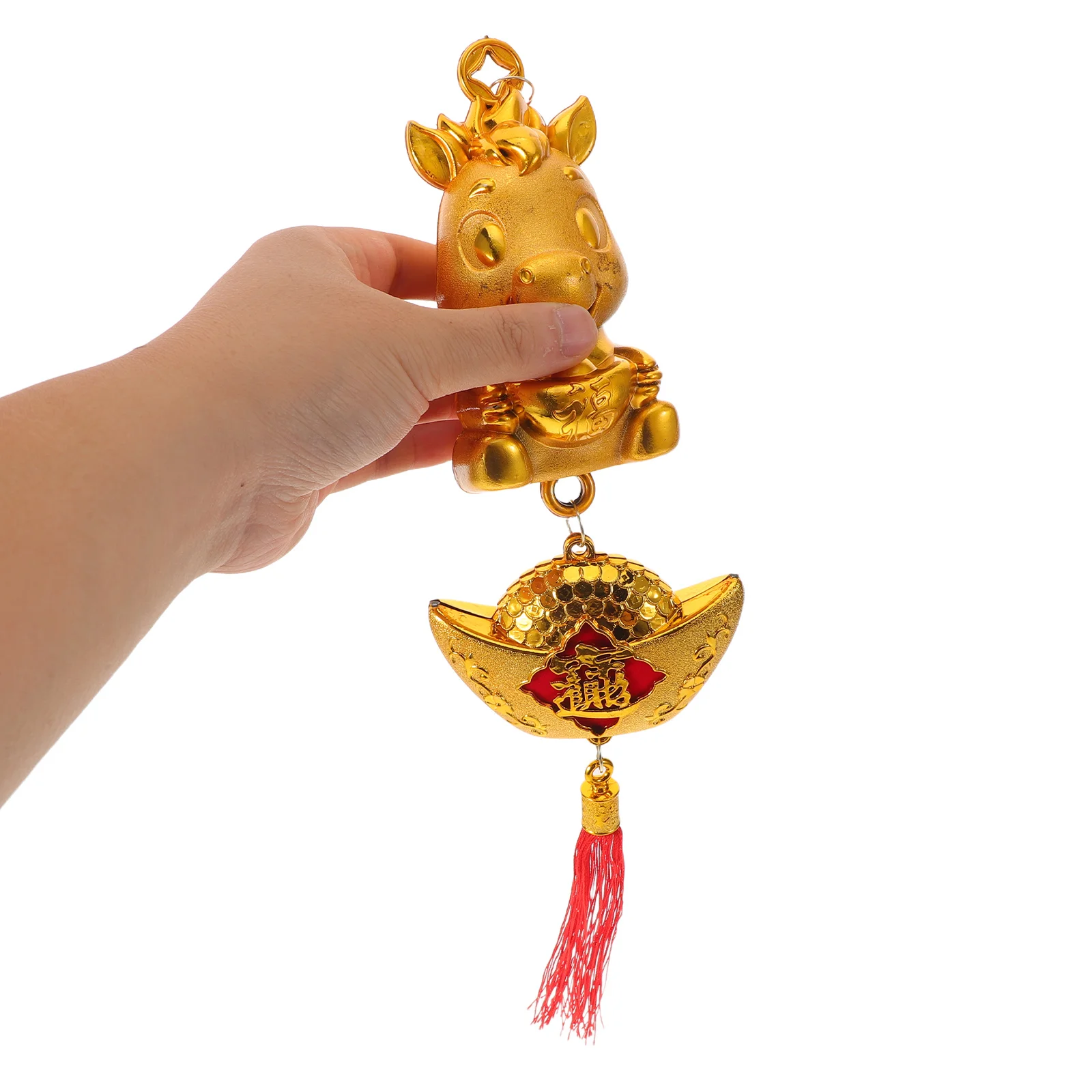 

4Pcs 2026 Chinese New Year Horse Pendants Spring Festival Decorative Ornaments Car Home Flowerpot Hanging Blessings