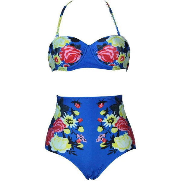 Lace Up Sexy Bikini Push Up Swimwear Brazilain Female Print Foral Swimsuit Swimming Women Bathing Suit 2 Piece Set