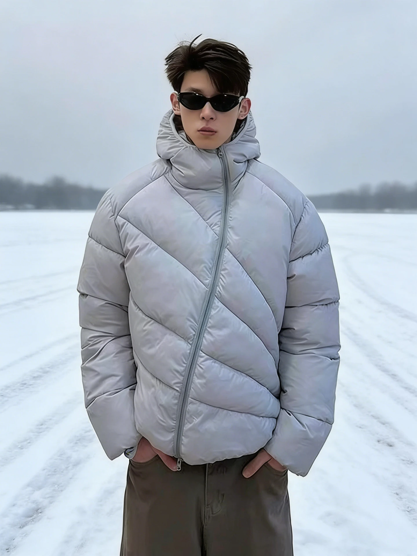 

Lightweight Thin ey Zipper Men's down Jaet Winter Warm Thiened Hooded Ribbone Sle Cotton Coat Outdoor Usable