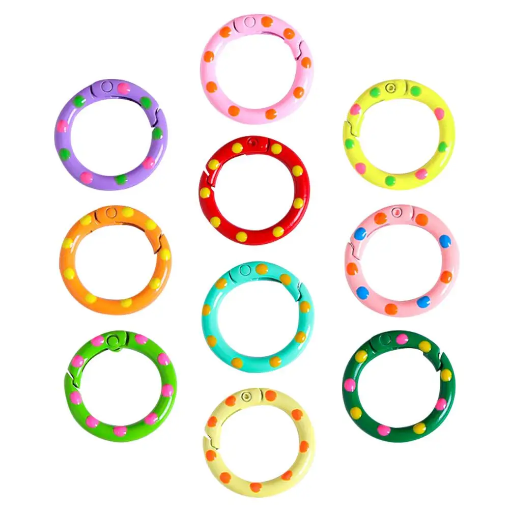 10pcs Spring Buckle Ring Sturdy Finish Metal Carabiner Keychain Snap Clasp Clip for Crafts Documents ganization