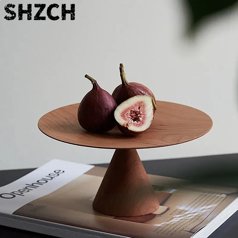 Solid Wood Cake Stand Round Dessert Plate Organizer Storage Tray Multifunctional Table Decor Rack