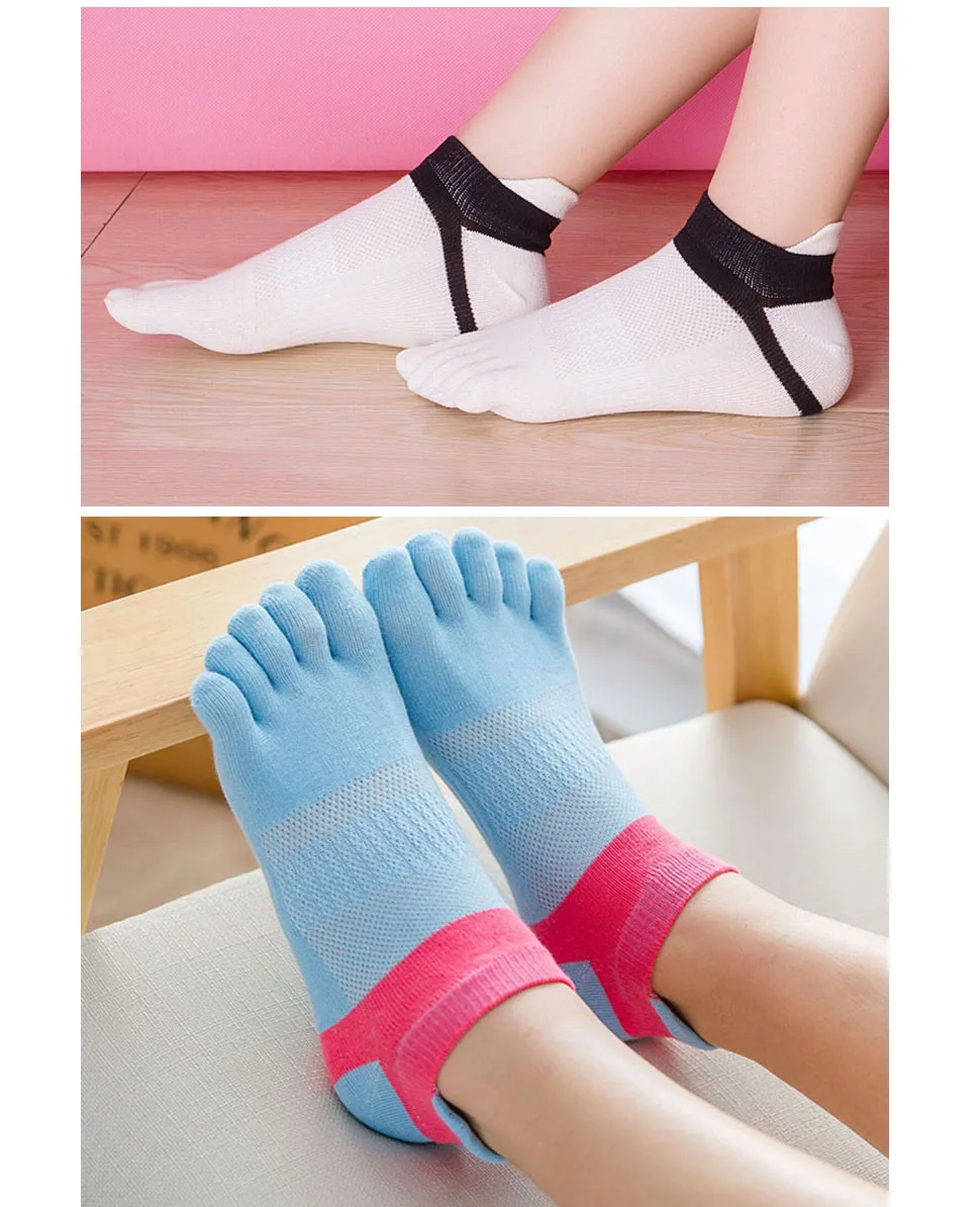 Fünf-Finger-Socken für Damen und Mädchen, Baumwolle, gestreift, Liebe, schweißabsorbierend, niedlich, lässig, antibakteriell, atmungsaktiv, Zehen-Söckchen für Studenten – Detail 5