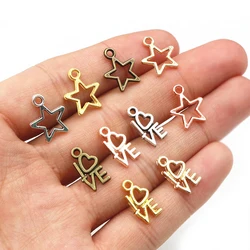 100pcs Charms Star Heart Pendants Antique Pendant fit,Vintage Tibetan Bronze Gold Silver color,DIY For Bracelet Necklace