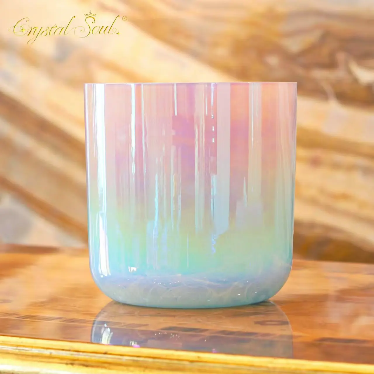 Crystal Girl Heart Pink Blue Gradient Clear Alchemy Crystal Bowls 100% Pure Quartz Ore
