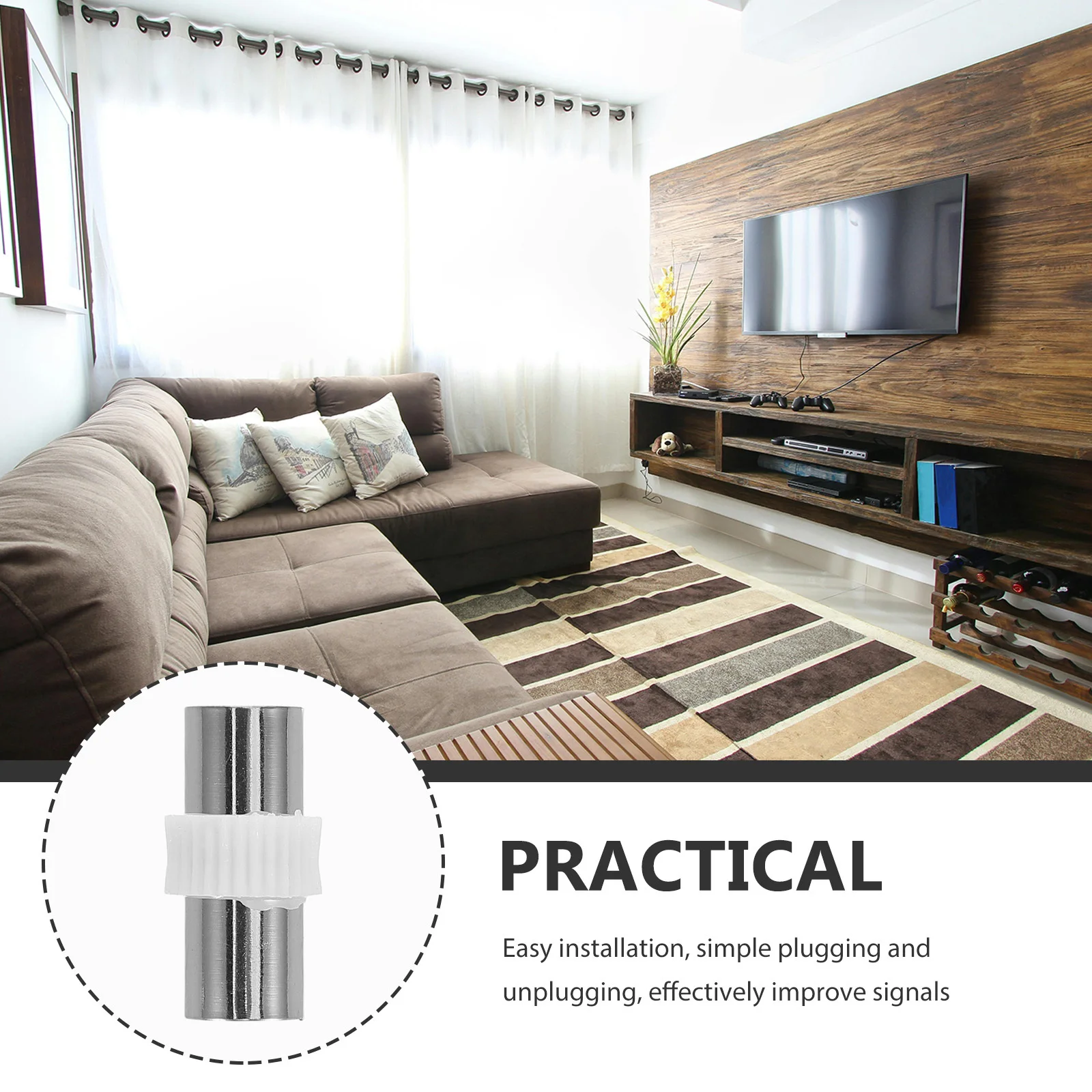 1 قطعة محول محوري أنثى إلى أنثى لتوصيل هوائي الأقمار الصناعية مادة بلاستيكية حديد مقبس توصيل متين