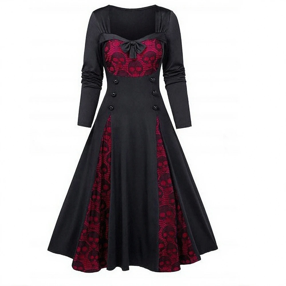 Women's A-Line Midi Skirt Fit Dress Casual Style round Neck Straight Sleeve Fashionable Comfortable Design