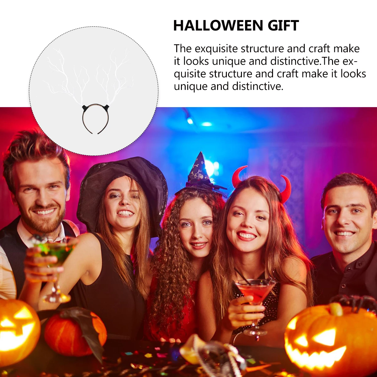 

Gothic Accessory Witch Horn Headdress Halloween Decor White Cosplay Hair Hoop Man