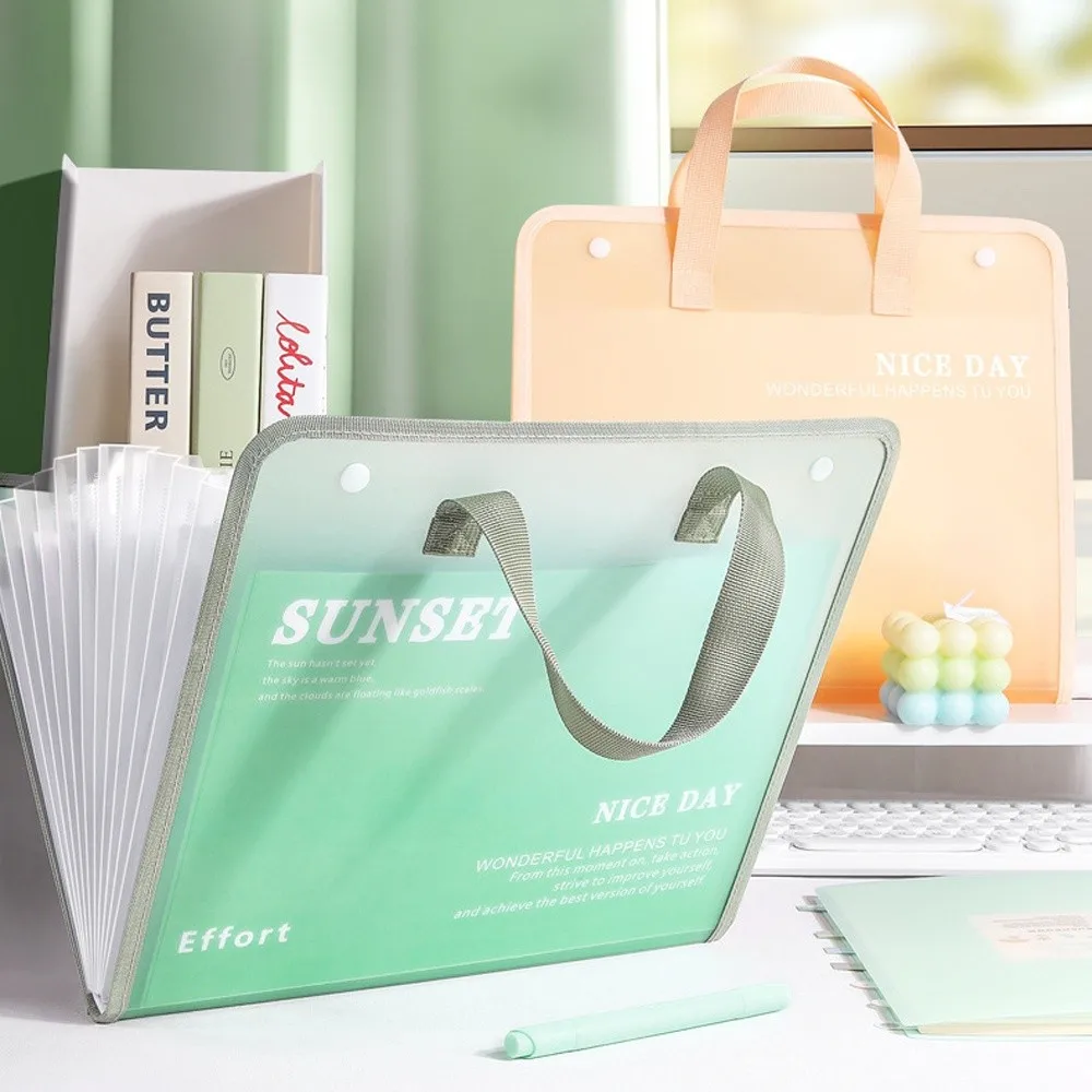13 Layers Expanding File Bag Portable Multifunctional Test Paper Storage Booklet Dirtyproof Waterproof Document Bag