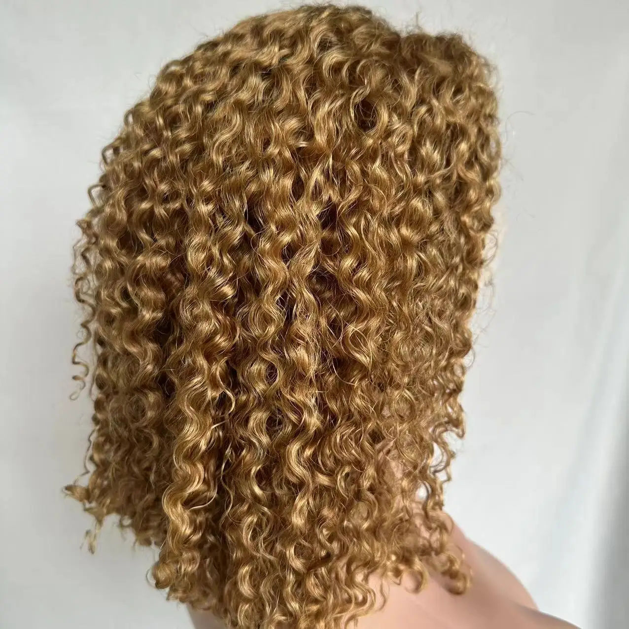 Mdl remy menschliches Haar 13x4 hd Spitze vorne frontal kurze Jerry lockige Locken Bob Perücke für Frauen vor gepulst hellbraun 27 # leimlos