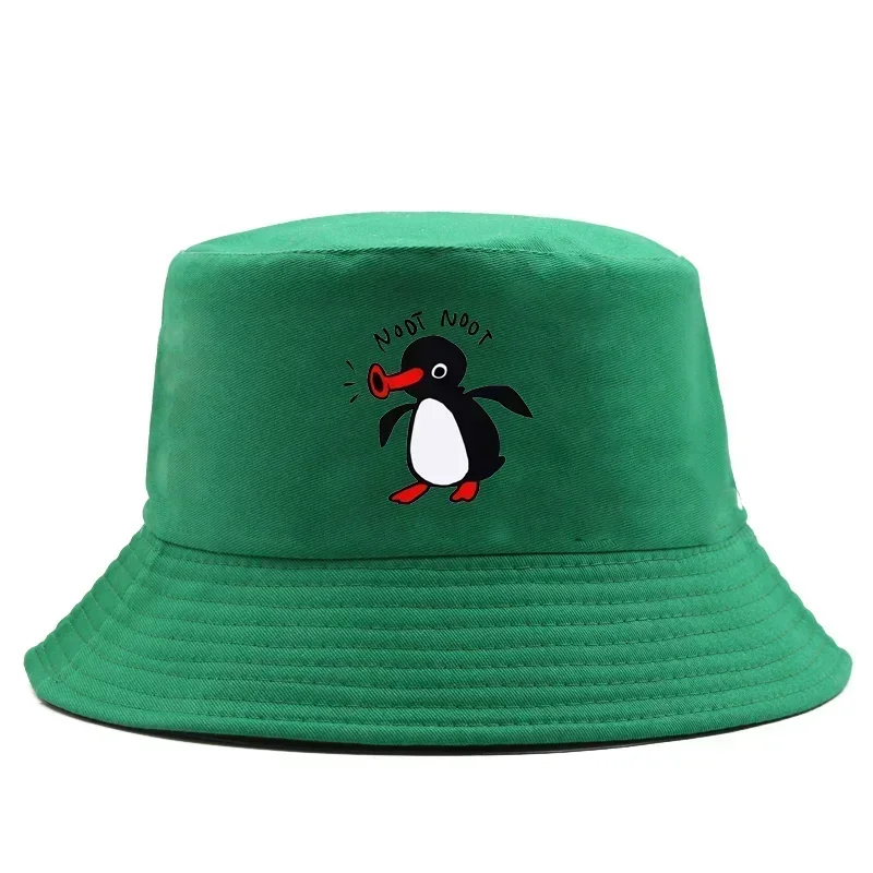 Summer Penguin Bucket Hat Reversible Bob Men Women Cotton Travel Beach Fisherman Hat Outdoor Sports Pull Up Bob Panama Sun Hat