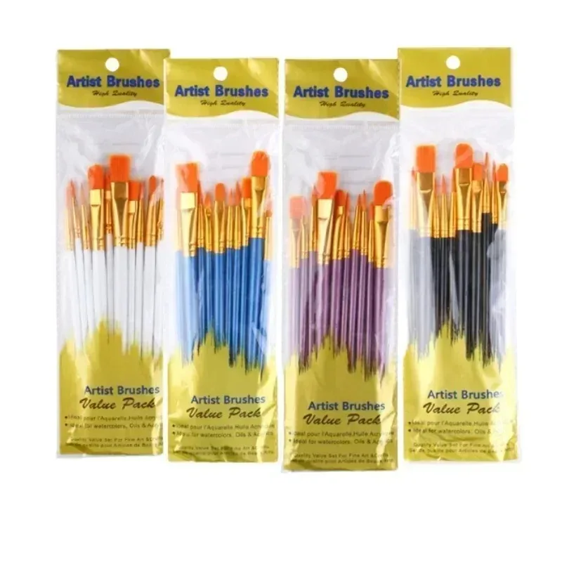10-20 pcs Set Multi-Functional Watercolor Brush Pearlescent Blue Plastic Rod Multi-Color Nylon Hair Hook Line Gouache Oil Brush