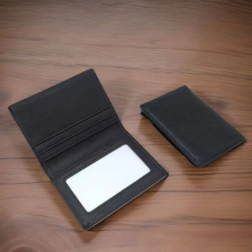 

Top-grain Leather Wallet with ID and Credit Card Slots Men's Ultra-slim Vertical Cardholder Design Business VIP Bank Card Case