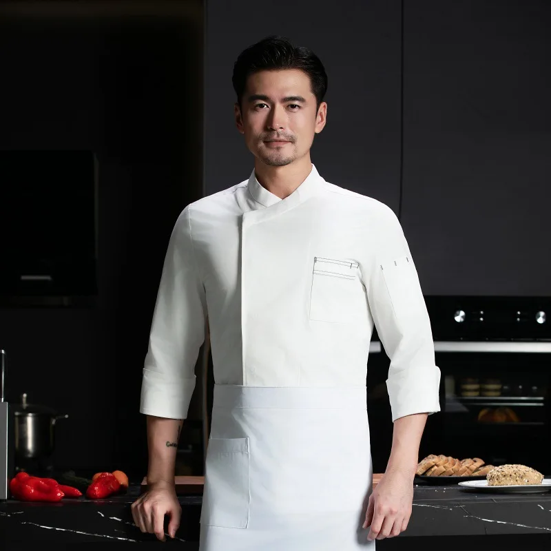 Dining Kitchen Cook Clothes Long-Sleeved Men's Breathable High-End Hotel Restaurant Canteen Kitchen Wear-Resistant Kitchen Cloth