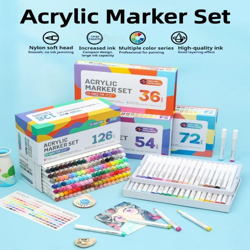 Acrylic marker pen gift box student-specific art drawing pen set Office School Supplies Pens Pencils Writing Supplies