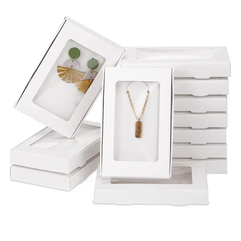 10PCS Window Folding Paper Box For Kraft Paper Postcard Photo Frame Holiday Greeting Card Candy Biscuit Packing Box