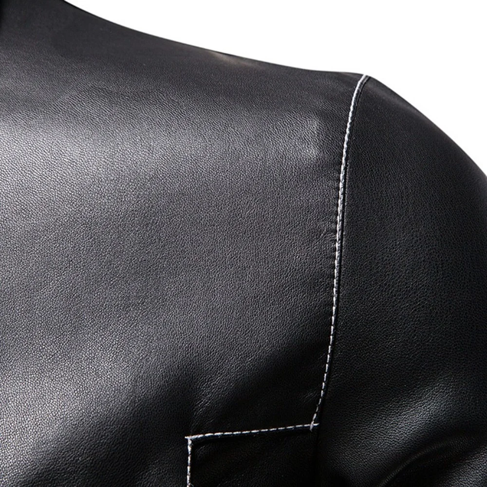 Autumn New British Black Lapel Leather Motorcycle Leather Casual Leather Jacket