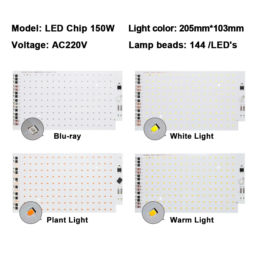 2pcs/lot 150W LED Flood Light Chip SMD 2835 Outdoor Floodlight AC 220V-240V For LED Street Lamp Landscape Lighting