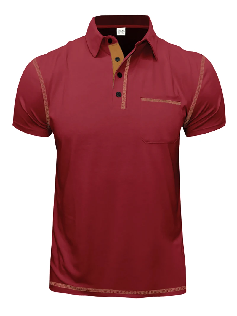 2024 New Summer Mens Lapel Pocket Polo Shirt Breathable Polyester Short Sleeve Tops Casual Daily Office Business Wear For Men