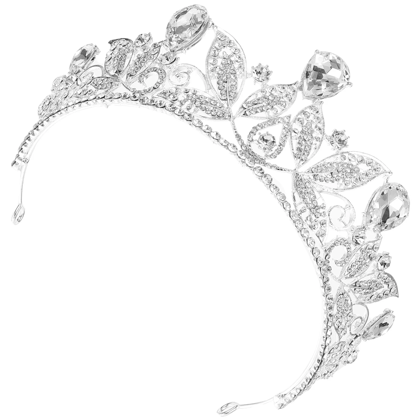 Silver Electroplated Bridal Crown Gorgeous Headpiece Tiara for Women Elegant Headwear Bride Baroque Copper Claw