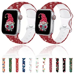 Christmas Bands for Apple Watch Bands 46mm 41mm 42mm 44mm 45mm 49mm Silicone Sport Strap iWatch Series 10 9 8 7 SE 6 5 4 Ultra 2