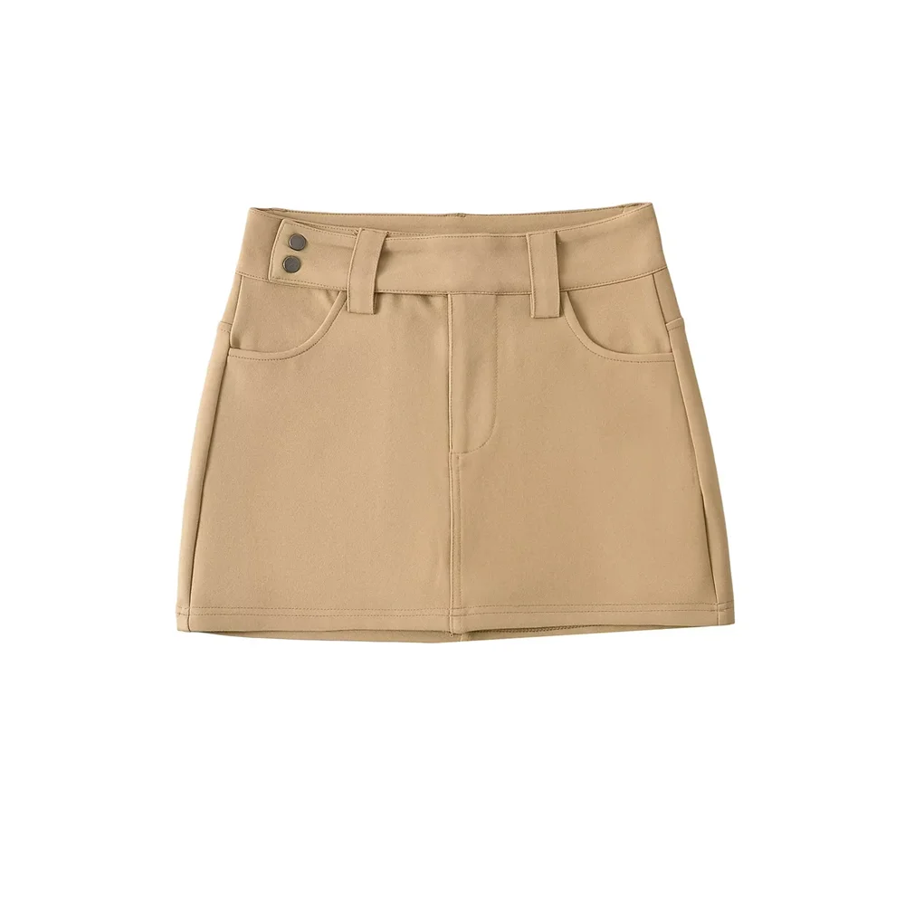 2025 Miniskirt de mujer Diseño de cintura alta con detalles de botones y bolsillos para un look elegante y versátil y2k