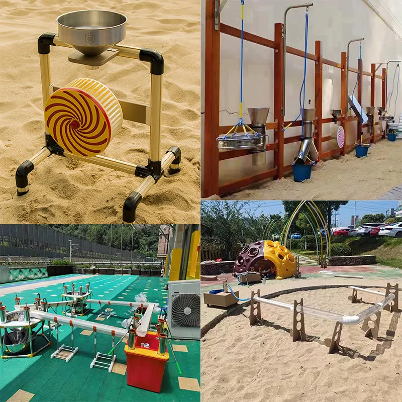

Kindergarten sand pool area water play children's playground outdoor wooden sand play equipment pumping well water pipe