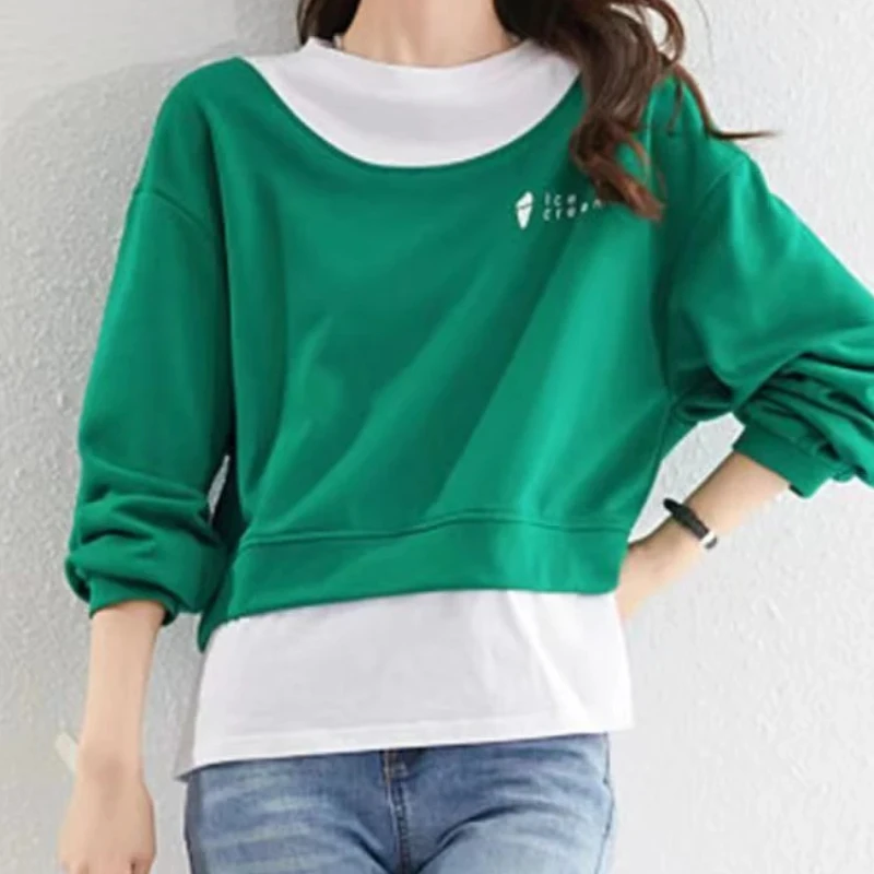 Pullovers Green Female Top New In Spring and Autumn Women's Sweatshirts Cheap Emo On Promotion Xxl 90s Vintage 2025 Trend Y 2k E