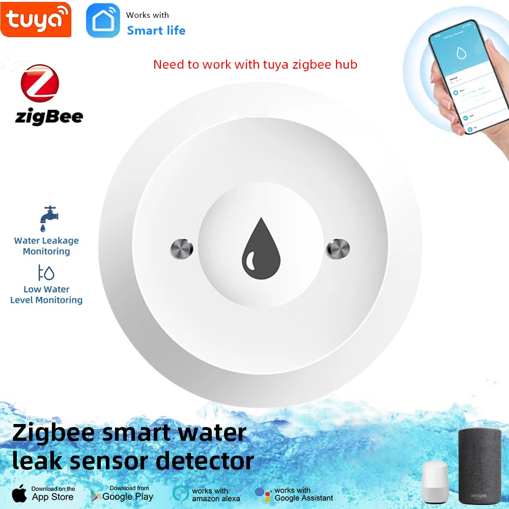 

Zigbee Water Leak Sensor Smart Home Wireless Water Immersion Sensor Tuya App Remote Monitoring Water Leakage Detector Alarm