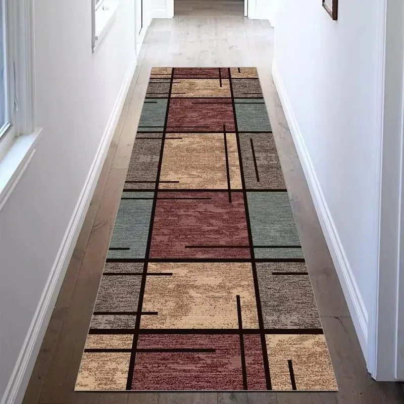 VIKAMA Modern Geometric Rug Stain-Resistant & Non-Slip Entrance Hallway Doormat Corridor & Kitchen Rug Home Decor