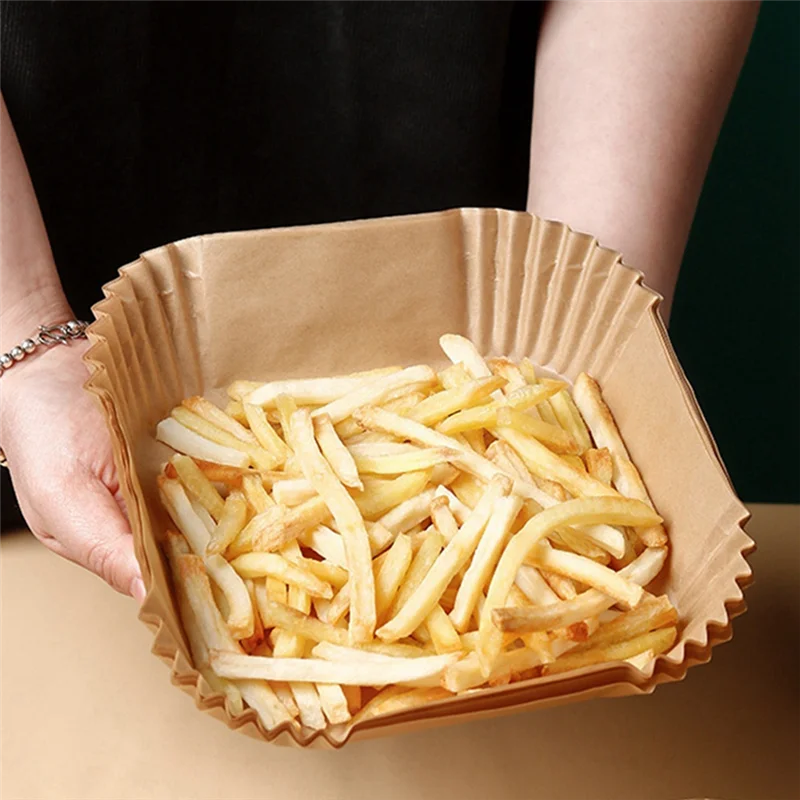 

A7THK-100Pcs Квадратный бумажный коврик для фритюрницы Маслостойкие бумажные вкладыши для выпечки и приготовления пищи