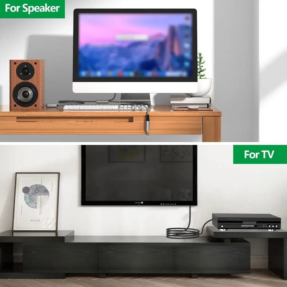 

1.3M/2.3M/5.3M 2 in 1 RCA Cable Y Splitter Cable Flexibility Audio Aux Adapter Fantastic Sound Quality Multi-purpose