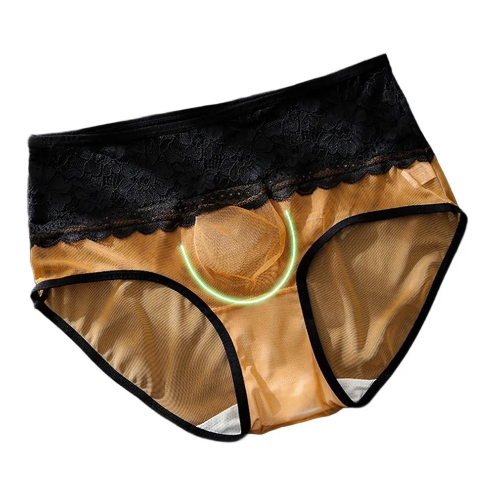 Lace Briefs Transparent Sheer Mesh Underwear Sexy U Convex Pouch Thin Breathable Soft Stretch Male Underpants Lightweight Briefs
